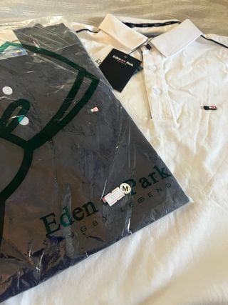 Polo Eden Park Blanco Manga Corta