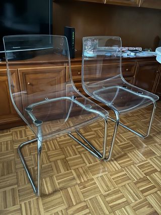 4 Sillas Transparentes Metal