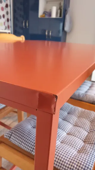 Mesa comedor naranja acero laminado  78x140cm