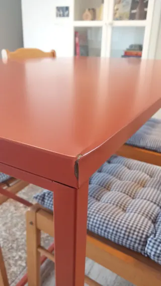 Mesa comedor naranja acero laminado  78x140cm