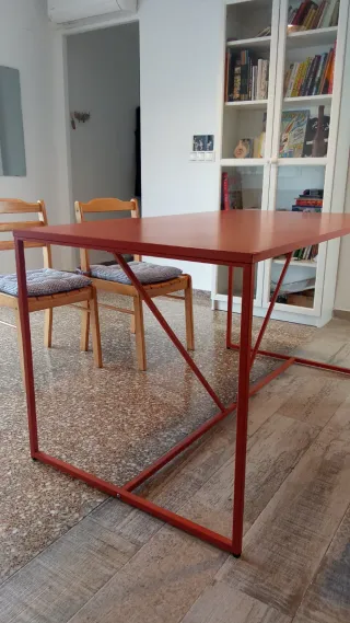Mesa comedor naranja acero laminado  78x140cm