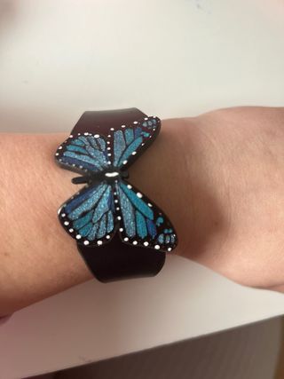 Pulsera Mariposa Piel Pintada Mano