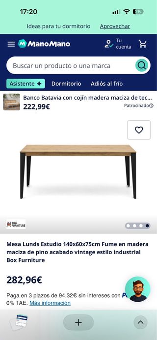 Mesa Lunds Estudio Madera y Metal 140x60