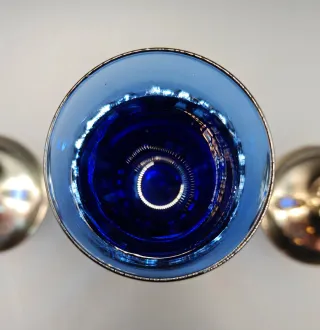 Set 4 Chupitos Azul Cobalto - Mediados Siglo XX.