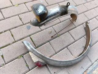 Guardabarros y faro bicicleta cromado