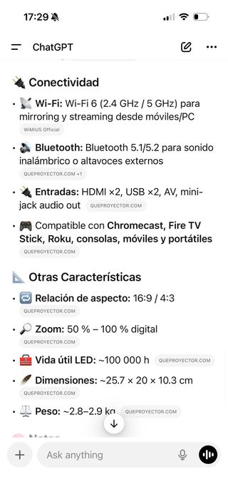 Proyector WIMIUS P62 Negro