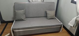 Sofá Cama con Almacenamiento Beige/Gris