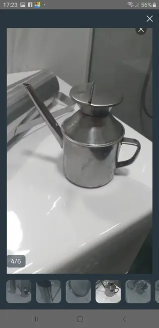 Jarra y aceitera antiguas acero inox y lata