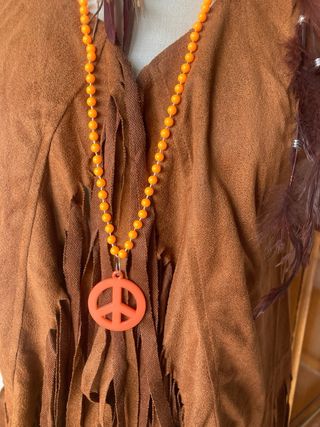 Disfraz Hippie Chaleco Flecos y Accesorios