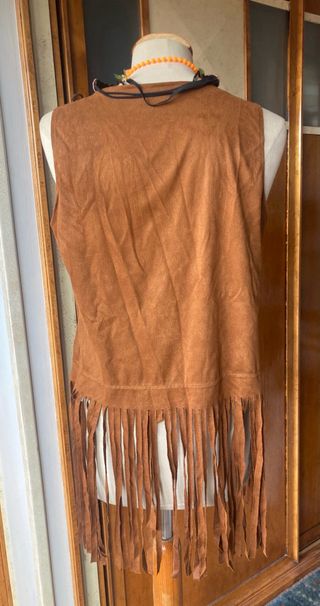 Disfraz Hippie Chaleco Flecos y Accesorios