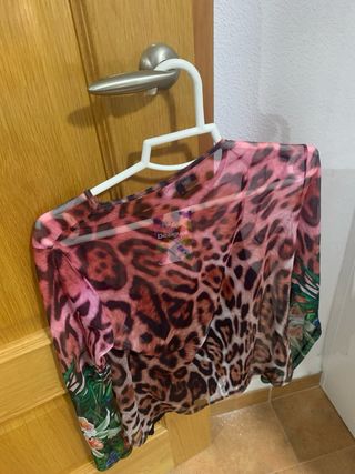Blusa Desigual Animal Print Transparencias Talla X