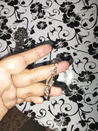 Reloj y Pulsera Hombre Plata y Negro