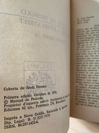 Manuel de Pedrolo - Cartes a Jones Street  1a ed.