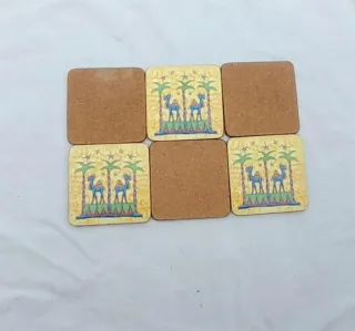 Set 6 Sottobicchieri Dubai sughero/legno. Nuovi