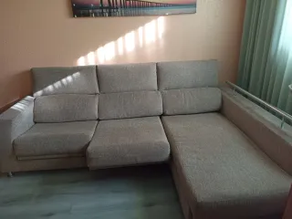 Sofá Chaiselongue Beige/Gris