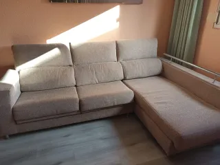 Sofá Chaiselongue Beige/Gris