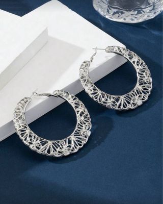 Pendientes Aro Aleación Zinc Plateado