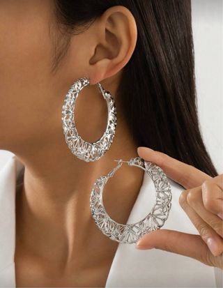 Pendientes Aro Aleación Zinc Plateado