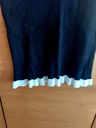 Falda midi punto negra borde blanco