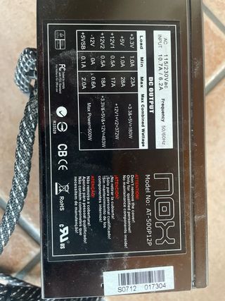 Fuente Alimentación NOX AT-500P12P 500W