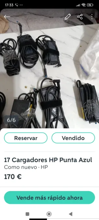 5Cargadores HP Punta Azul