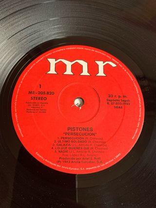 Pistones - Persecucion Vinilo Rock Español