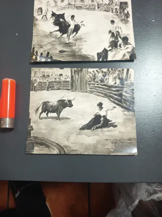 Lote de 2 láminas de toros antiguas