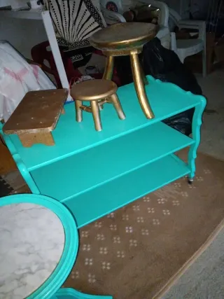 Conjunto Muebles Mesa Auxiliar y Estantería