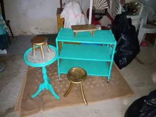 Conjunto Muebles Mesa Auxiliar y Estantería