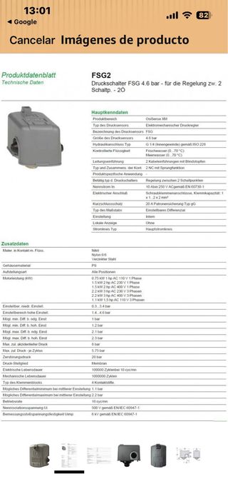 Presostato Square D 9013 FSG-2