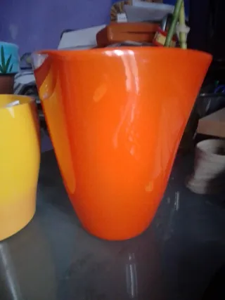 Maceta Cerámica Decorada Naranja/Amarillo