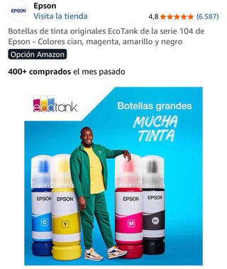 Inchiostro Epson EcoTank 104 Ciano, Magenta, Giallo, N