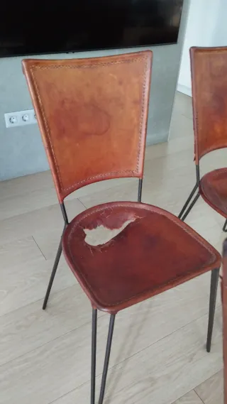 6 Sillas Comedor Cuero y Hierro