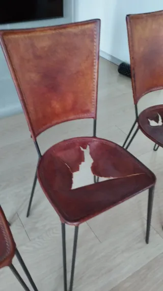 6 Sillas Comedor Cuero y Hierro