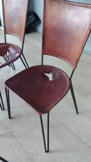 6 Sillas Comedor Cuero y Hierro