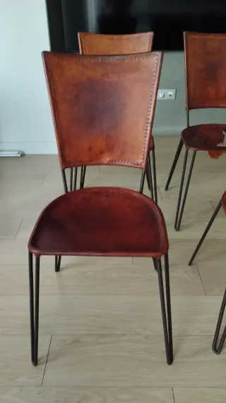 6 Sillas Comedor Cuero y Hierro
