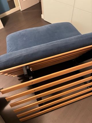 Sofá cama azul y marrón