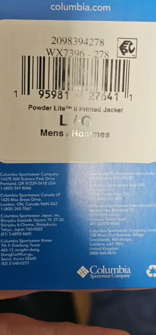 Chaqueta Columbia Talla L