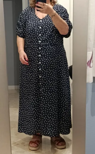 Vestido largo floral azul y blanco Talla 3XL