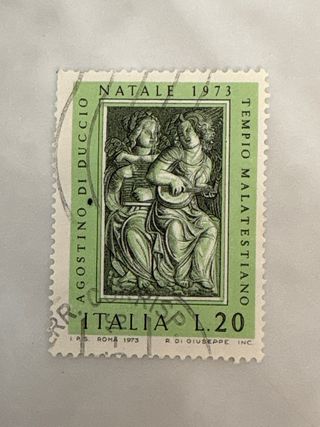 Francobollo Italia Natale 1973 Duccio