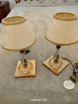 Coppia Lampade Abat-jour Porcellana