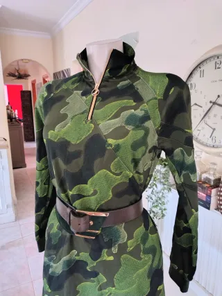 Vestido Camuflaje Lujo con Cinturón