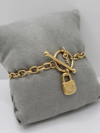 Pulsera Acero Quirúrgico Baño Oro