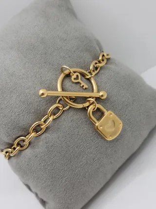 Pulsera Acero Quirúrgico Baño Oro
