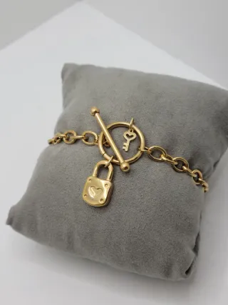 Pulsera Acero Quirúrgico Baño Oro