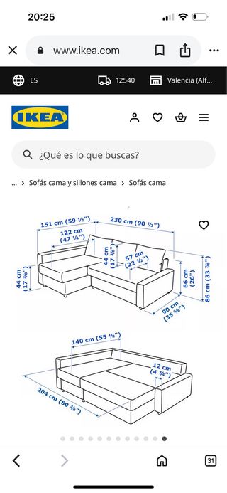Sofá Chaise Longue Gris Ikea