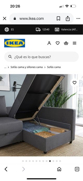 Sofá Chaise Longue Gris Ikea