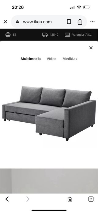 Sofá Chaise Longue Gris Ikea