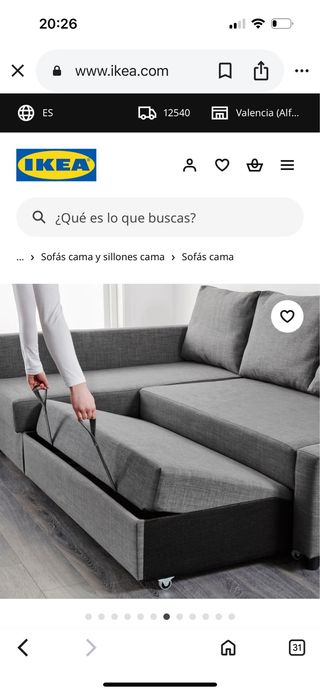 Sofá Chaise Longue Gris Ikea