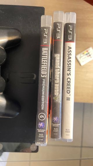 Consola PS3 Slim Negra + 2 Mandos + 3 Juegos